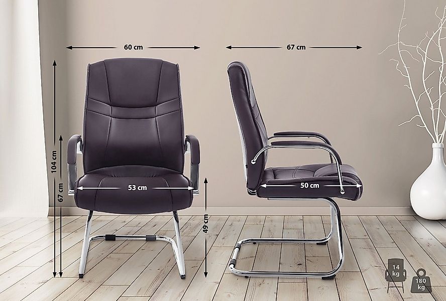 CLP Besucherstuhl Attila (2er Set, 2 St), Kunstleder-Bezug, bis 180 kg günstig online kaufen