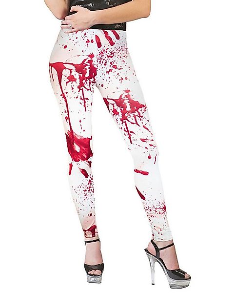 Funny Fashion Kostüm Blutige Leggings zu Halloween, Rot Weiß günstig online kaufen