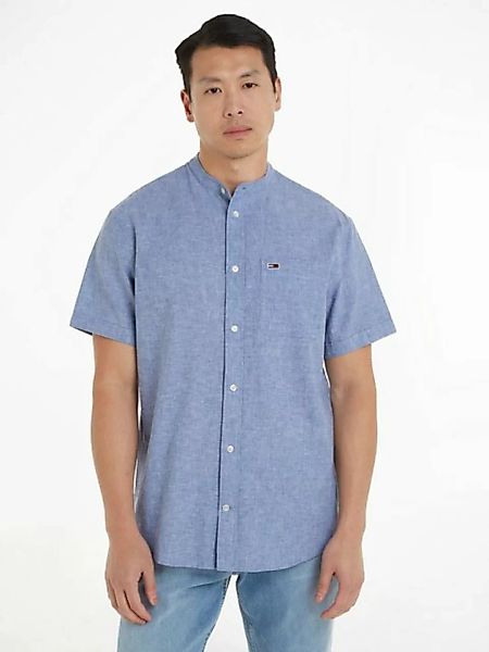 Tommy Jeans Kurzarmhemd TJM REG MAO LINEN BLEND SS SHIRT in melierter Optik günstig online kaufen