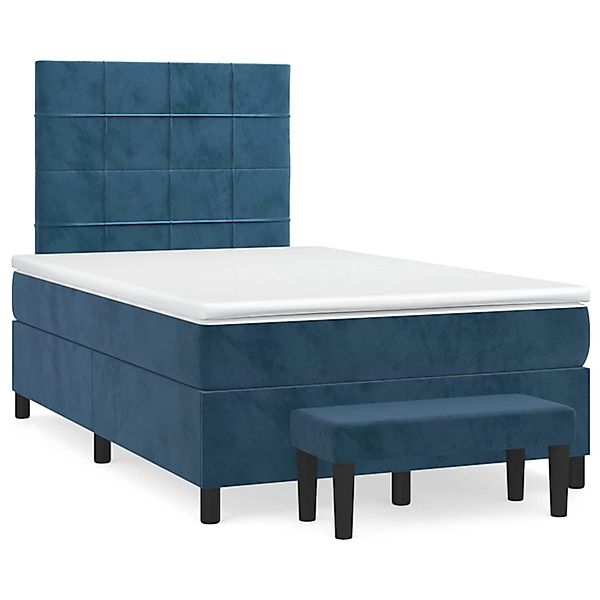 vidaXL Boxspringbett mit Matratze Dunkelblau 120x200 cm Samt1351412 günstig online kaufen