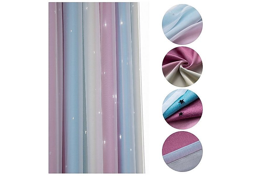 OKWISH Verdunkelungsvorhang 2er Set Curtains Farbverlauf Vorhänge Tüllvorhä günstig online kaufen