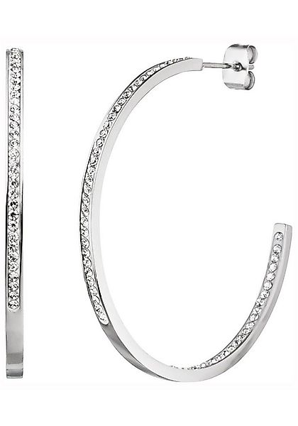 JOBO Paar Creolen, Edelstahl mit 134 Kristallsteinen günstig online kaufen