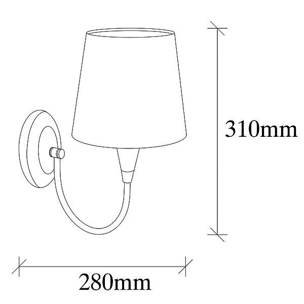 Wandleuchte Pardo, messing, Metall/Stoff, Höhe 31 cm, E27 günstig online kaufen