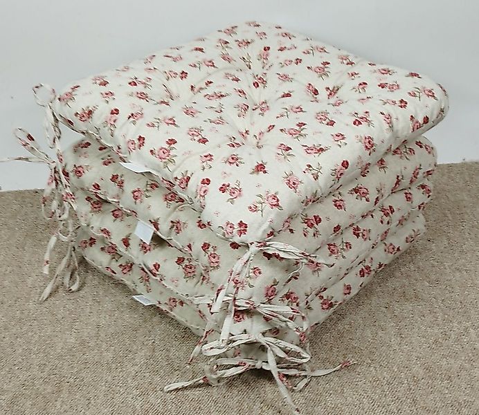 Rattani Sitzkissen Set 4x Stuhlkissen/Sitzkissen Klara 42 x 42 x 8 cm Stoff günstig online kaufen