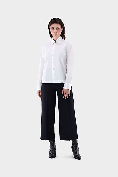 Bluse mit Rüschen und Schmuckknopf Boxy Fit günstig online kaufen