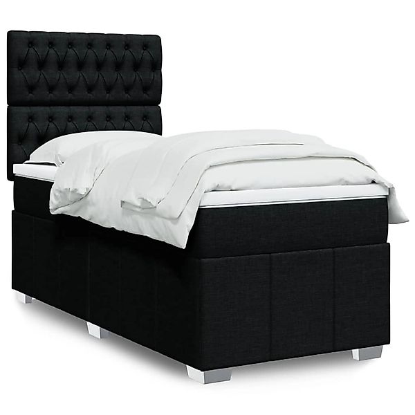 vidaXL Boxspringbett mit Matratze Schwarz 80x200 cm Stoff 3293804 günstig online kaufen