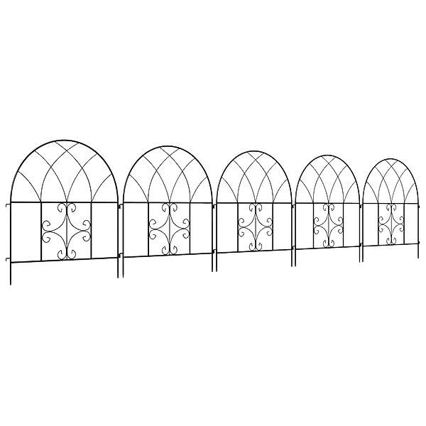 Outsunny Gartenzaun Zaun Stahl 300 cm x 70 cm hoch Dekorativer Gitterzaun S günstig online kaufen