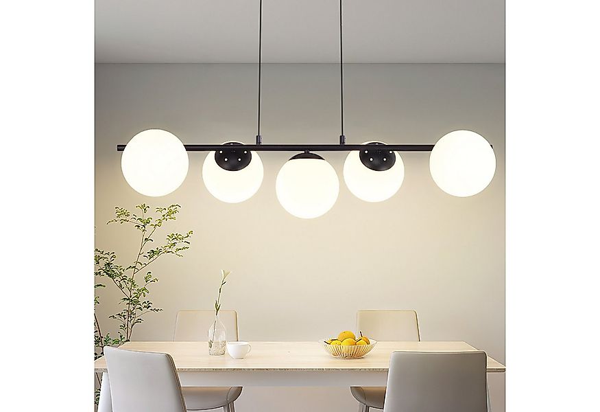 Nettlife Pendelleuchte Schwarz Glas Hängelampe E27 5-Flammig 150CM, Höhenve günstig online kaufen