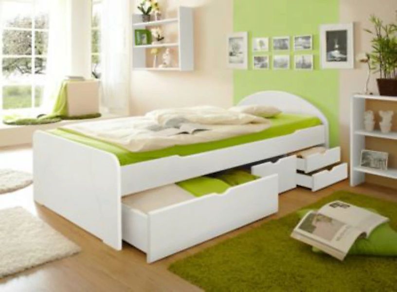 TICAA Schubkastenbett Erna Kiefer Weiß 90 x 200 cm weiß günstig online kaufen