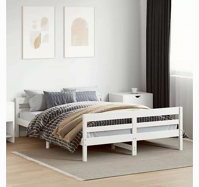 vidaXL Bett Massivholzbett ohne Matratze Weiß 120x200 cm Kiefernholz günstig online kaufen