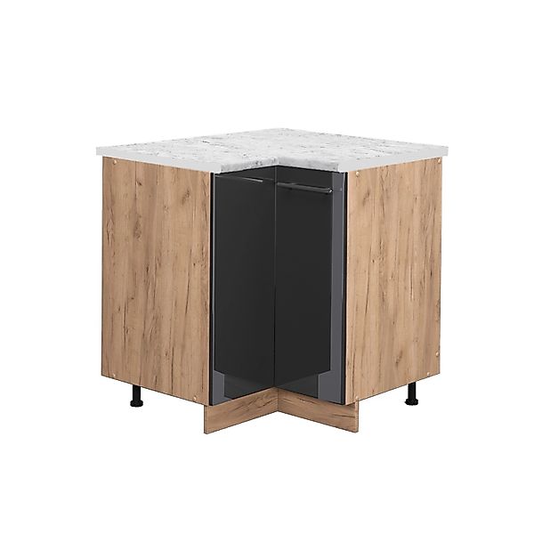 Vicco Eckunterschrank Fame-Line Anthrazit Hochglanz/Goldkraft Eiche 81 cm A günstig online kaufen