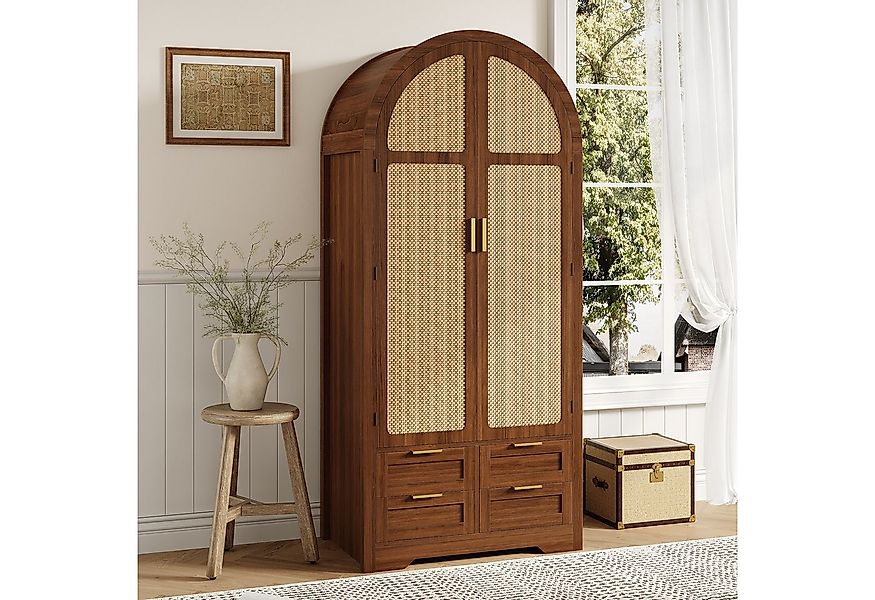 Merax Kleiderschrank mit Stofftüren, Schublade & Kleiderstange (Kommode, 1- günstig online kaufen