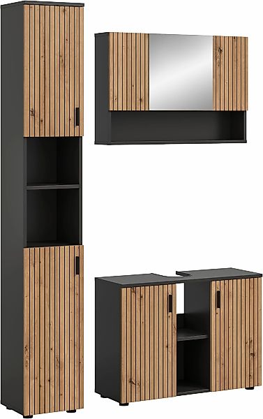 welltime Badmöbel-Set "MANI, 3-tlg. Badkombination, Paneeloptik" Set, Set, günstig online kaufen