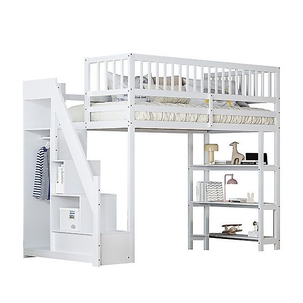 REDOM Kinderbett Multifunktionales Hochbett 90x200 cm (mit Kleiderschrank & günstig online kaufen