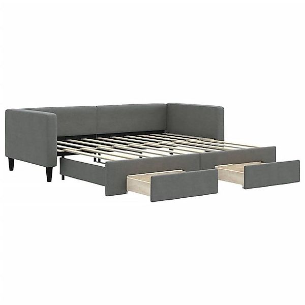 vidaXL Bett, Tagesbett Ausziehbar mit Schubladen Dunkelgrau 90x190 cm Stoff günstig online kaufen