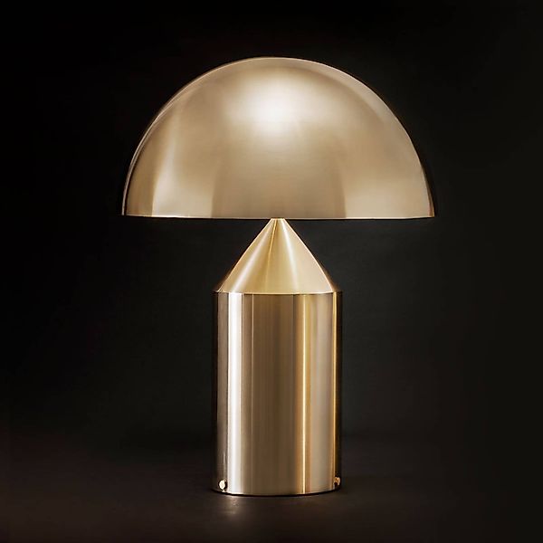 Oluce Tischleuchte Atollo, goldfarben, Dimmer, Alu, Ø 50 cm günstig online kaufen