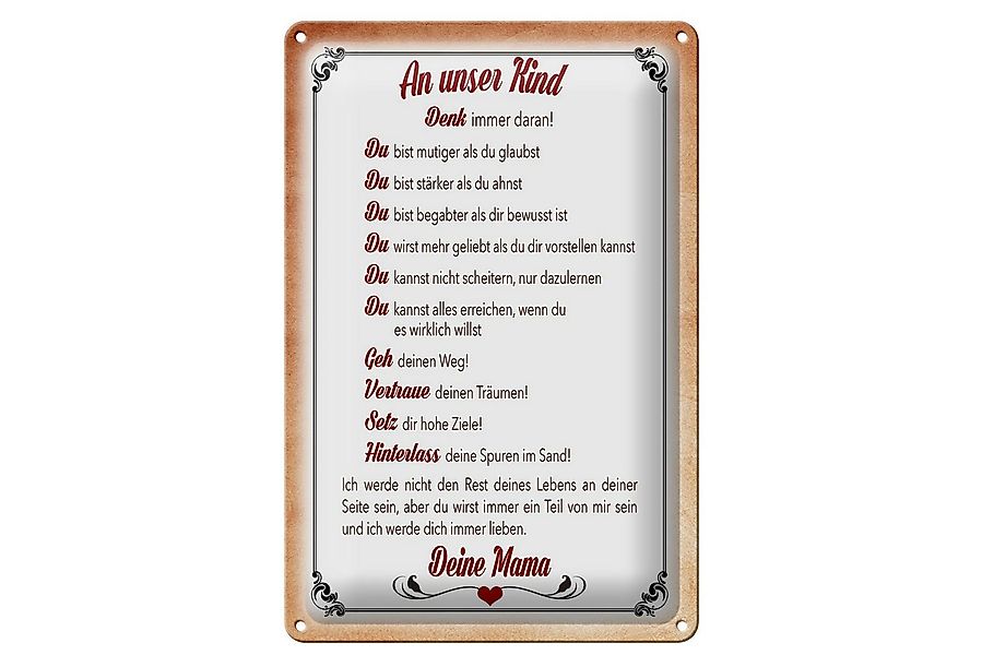 Hebold Metallschild Schild Blech 20x30cm - Made in Germany - Spruch Kind de günstig online kaufen