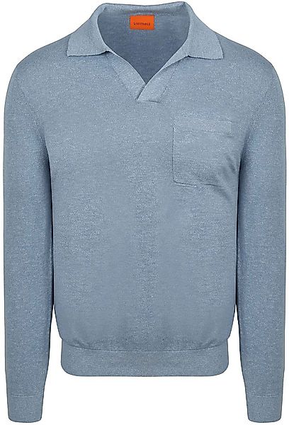 Suitable Longsleeve Knitted Poloshirt Riva Pocket Hellblau - Größe S günstig online kaufen