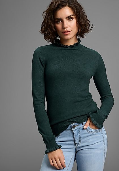 Laura Scott Stehkragenpullover mit süßem Volant-Ausschnitt günstig online kaufen