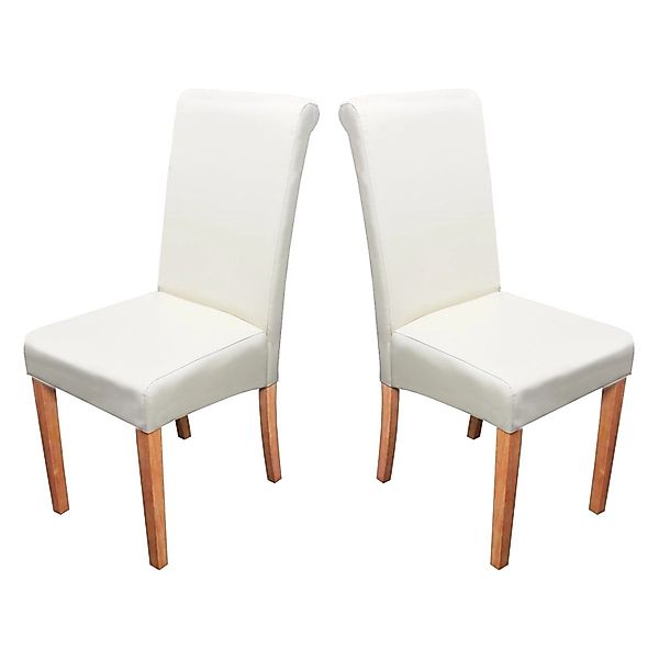 CHEFGASTRO Esszimmerstuhl 2er-Set99x41x60cm Sitzhöhe 47cm Leder Creme Helle günstig online kaufen