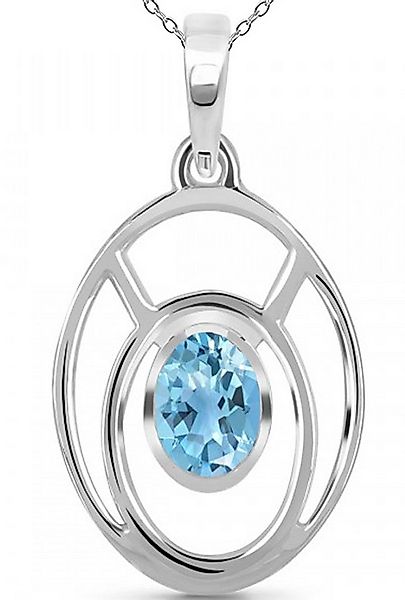 Limana Kette mit Anhänger echter blauer Topas Edelstein 925 Silber Halskett günstig online kaufen