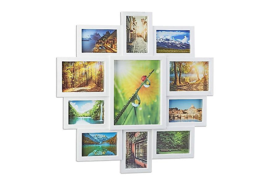 relaxdays Staffelbilderrahmen Bilderrahmen Collage 11 Fotos, weiß günstig online kaufen