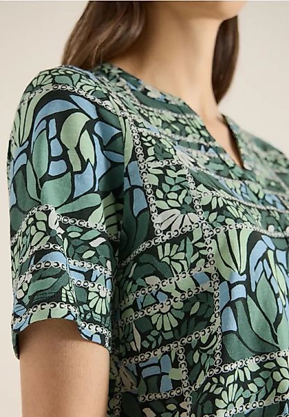 Kurzarm Shirt mit Split Neck und Print günstig online kaufen