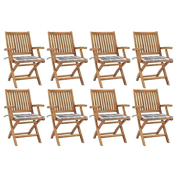 vidaXL Klappbare Gartenstühle mit Kissen 8 Stk Massivholz Teak 3072791 günstig online kaufen