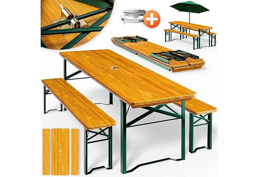 Casaria Bierzeltgarnitur, (3-tlg), 170cm Klappbar Stabil 3 Teilig 2x Bierba günstig online kaufen