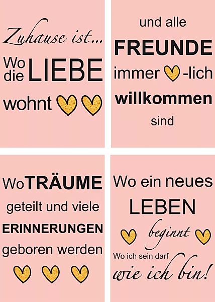 Artland Poster »Wo die Liebe wohnt«, Sprüche & Texte, (4 St.) günstig online kaufen