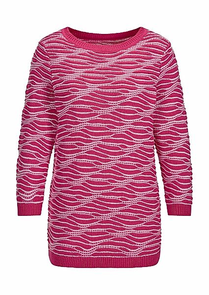 GOLDNER Rundhalspullover "Kurzgröße Baumwollpullover mit Wellenstruktur" mo günstig online kaufen