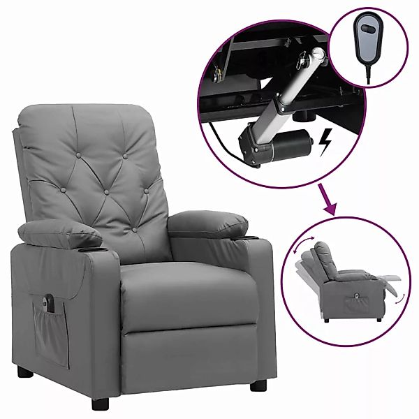 Vidaxl Elektrischer Sessel Verstellbar Grau Kunstleder günstig online kaufen