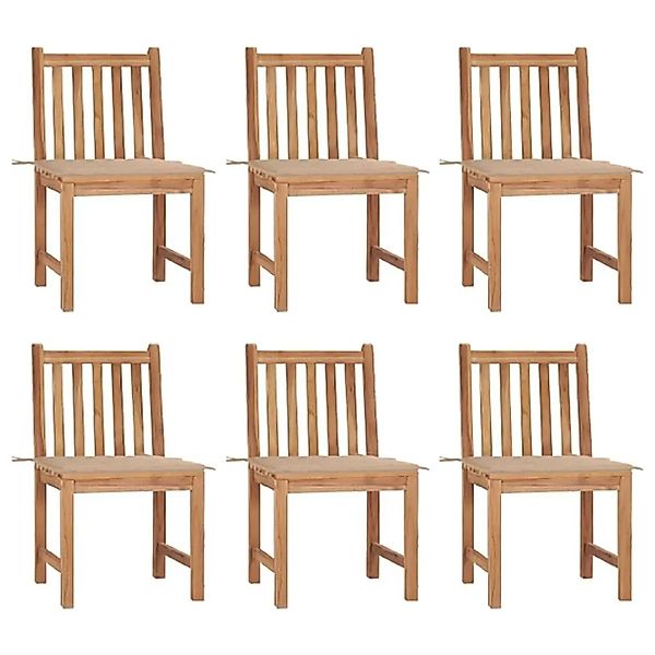 vidaXL Gartenstühle 6 Stk mit Kissen Massivholz Teak 3073118 günstig online kaufen