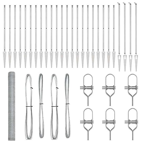 vidaXL Zaunpfosten Silber 50 x 1,6 m 13 mm Maschen Stahl 3353428 günstig online kaufen