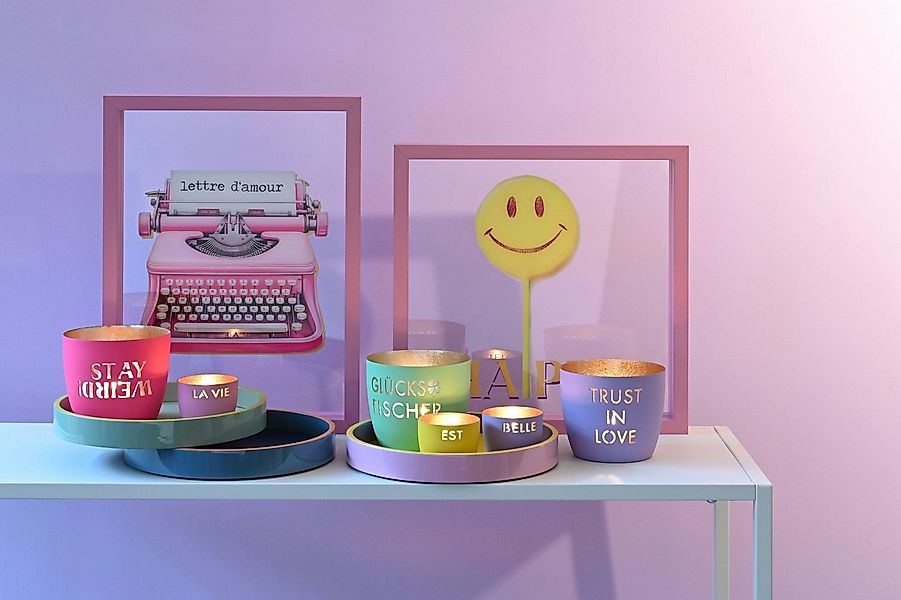 Giftcompany Windlicht Madras Windlicht M Konfetti pastellgrau/gold 8,5cm günstig online kaufen