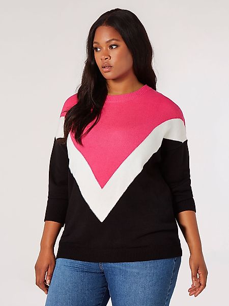 Apricot Strickpullover Chevron Pullover, im Farbblock-Design günstig online kaufen