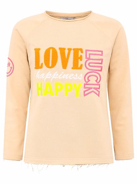 Zwillingsherz Sweater ""Love Luck Happy"", mit Used-Look Kanten und fröhlic günstig online kaufen