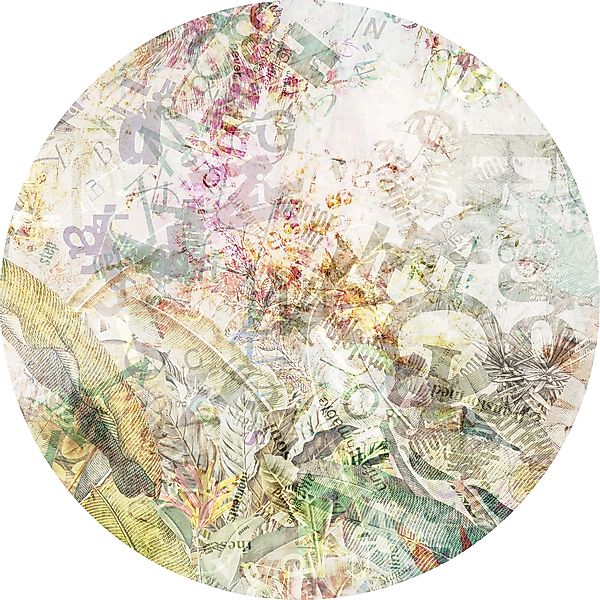 Sanders & Sanders Selbstklebende Runde Tapete Blätter Multicolor Ø 125 cm 6 günstig online kaufen