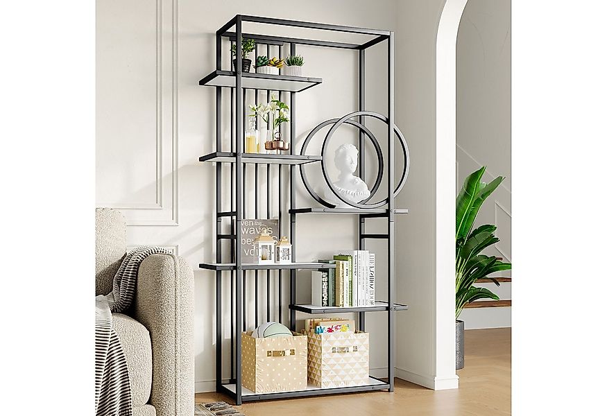 Flieks Bücherregal weiß & schwarz, B100/T30/180 cm 1-tlg., Regal mit 6 Abla günstig online kaufen