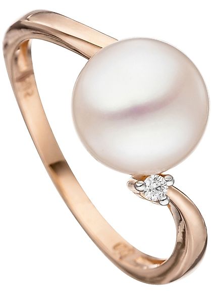 JOBO Perlenring "Ring mit Perle und Diamant", 585 Roségold günstig online kaufen