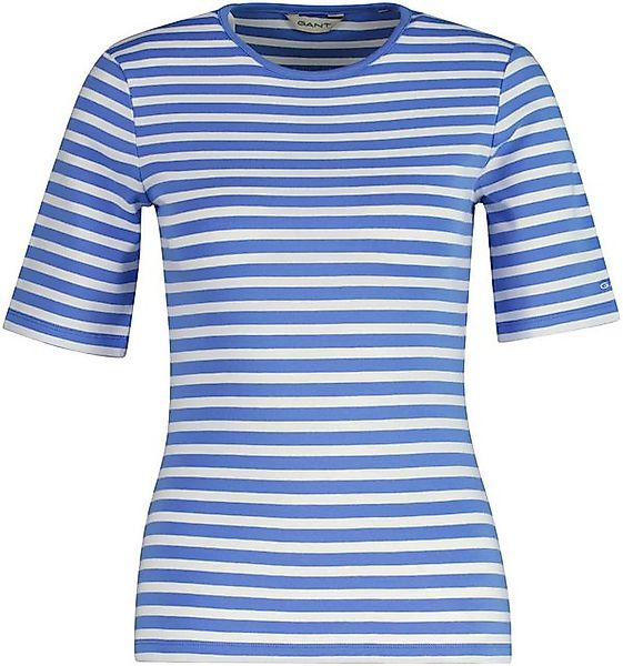 Gant T-Shirt SLIM STRIPED 1X1 RIBBED KA T-SHIRT mit dezentem Logoschriftzug günstig online kaufen