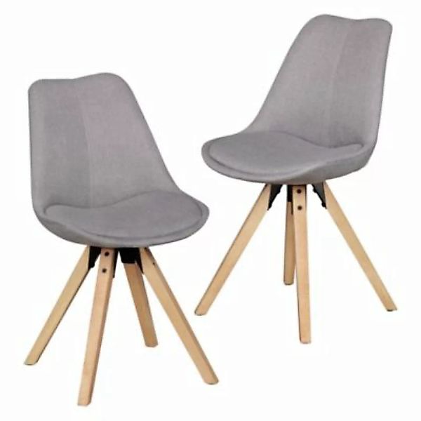 FineBuy Esszimmerstühle 2er Set 45 x 39 cm Sitzfläche grau günstig online kaufen