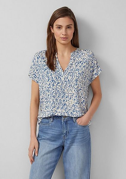 s.Oliver Kurzarmshirt T-Shirt Gemustertes Jersey-T-Shirt mit V-Ausschnitt günstig online kaufen