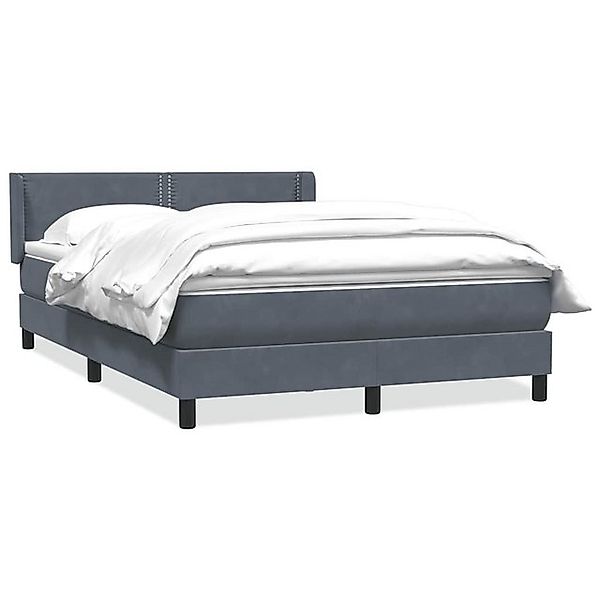 vidaXL Boxspringbett, Boxspringbett mit Matratze Dunkelgrau 140x210 cm Samt günstig online kaufen