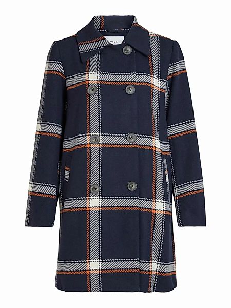 VILA Zweireihiger Wollgemisch Mantel Damen Blau günstig online kaufen