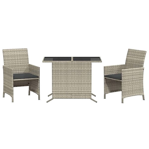 vidaXL 3-Tlg Bistro-Set mit Kissen Hellgrau Poly Rattan 365122 günstig online kaufen