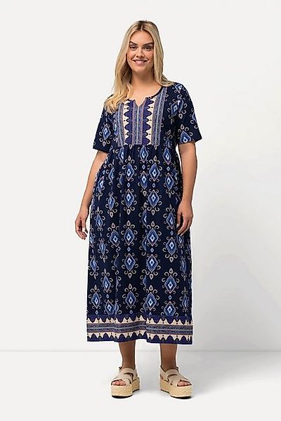 Ulla Popken Midikleid Midikleid A-Linie Tunika-Ausschnitt Halbarm günstig online kaufen