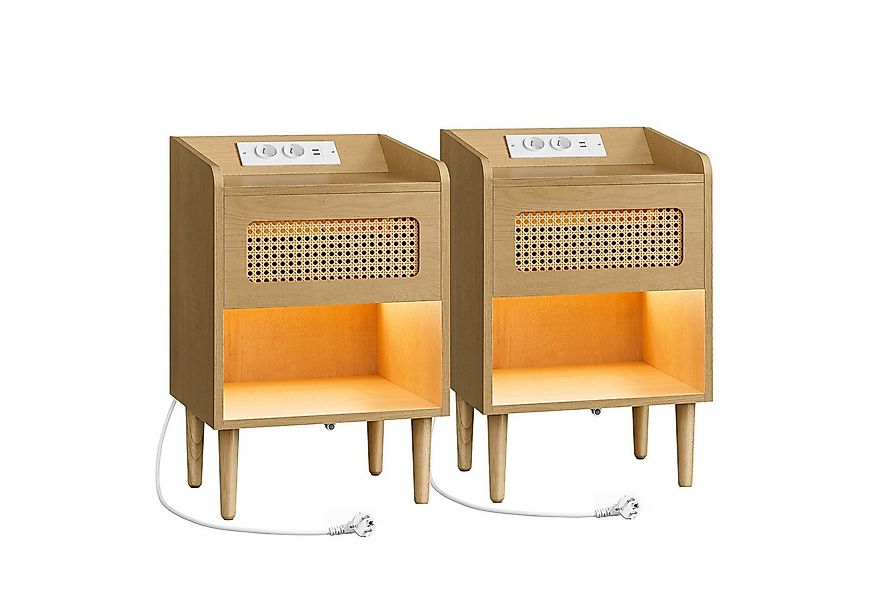 VASAGLE Nachttisch (2-St), mit Ladestation,Beistelltisch mit Bewegungsensor günstig online kaufen