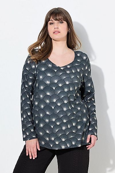 Ulla Popken Longsleeve Shirt Classic Herzausschnitt Langarm Biobaumwolle günstig online kaufen