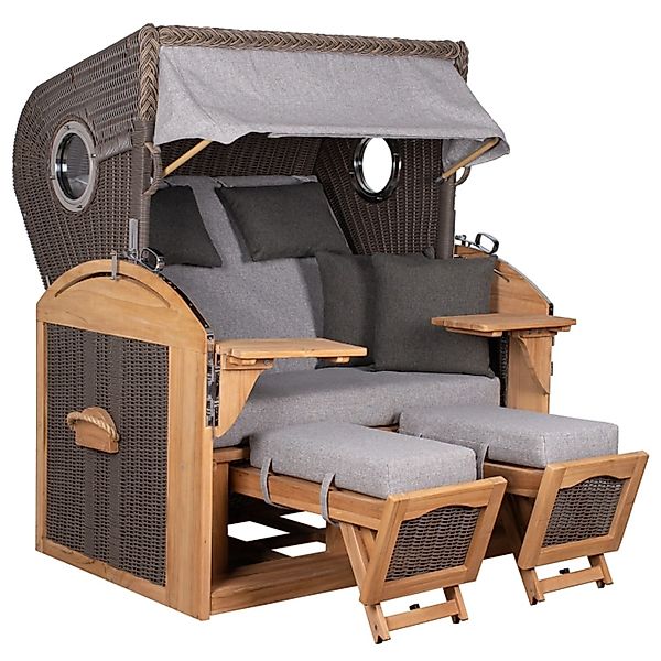 GarWoh Strandkorb Horum XL Teak PE Grey Dessin 570 günstig online kaufen
